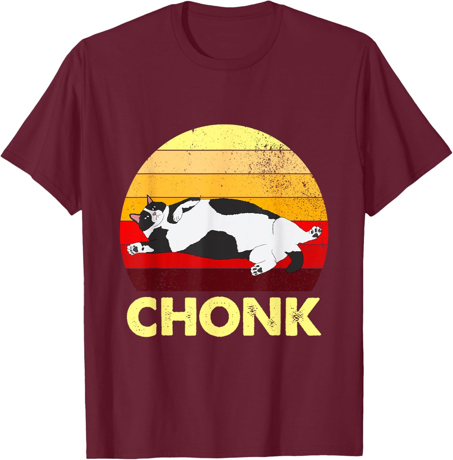 Retro Funny Chonk Cat Women T-Shirt - T-Shirt | Maroon