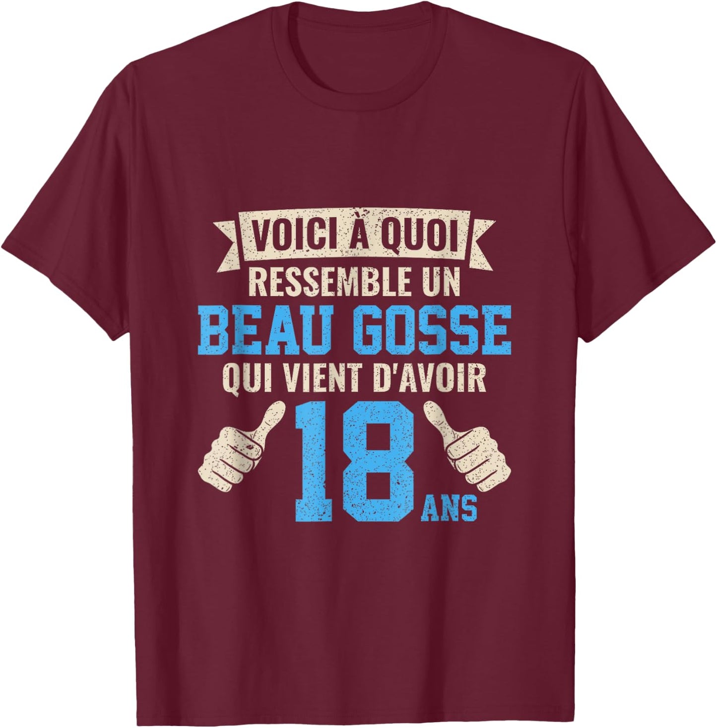 Birthday 18 Years Boy Beau Gosse , Black, S T-Shirt - T-Shirt | Maroon