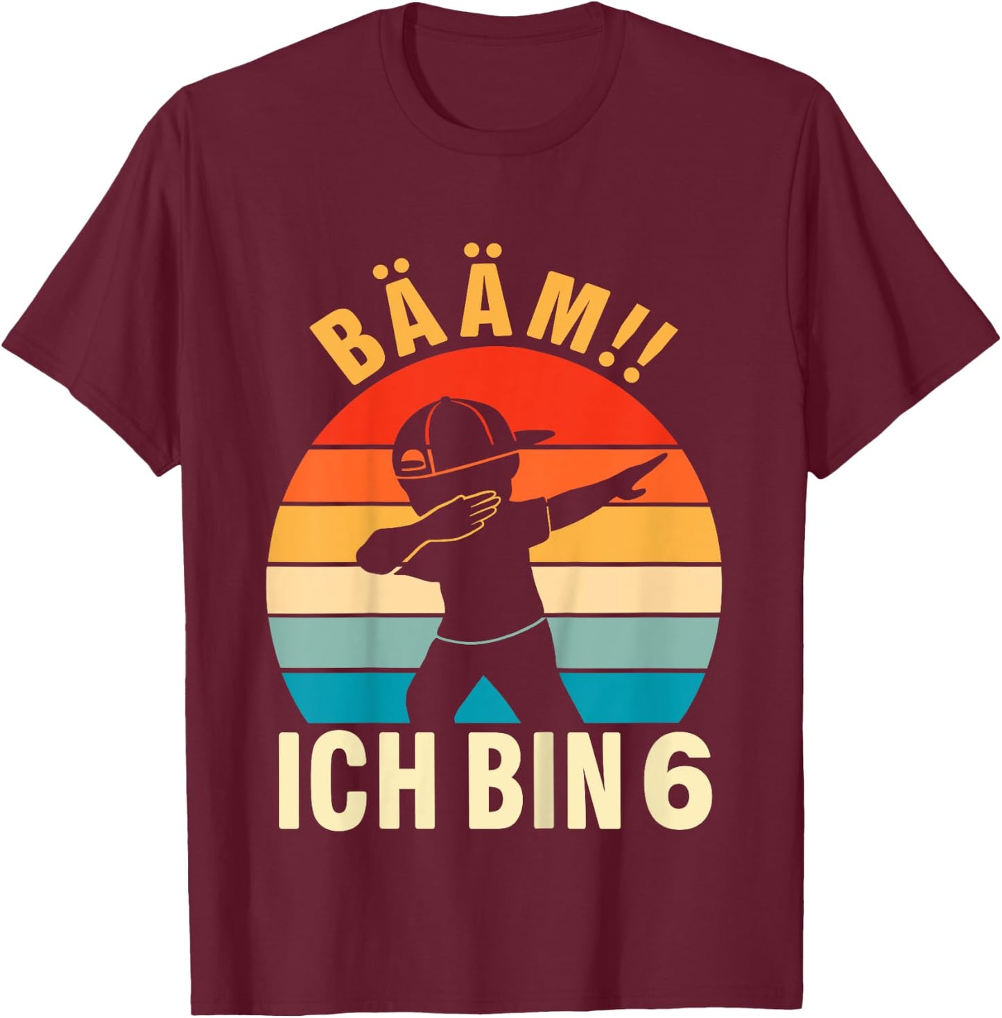 Kids Dabbing Birthday Shirt 6 Years Boys 6th Birthday , black T-Shirt - T-Shirt | Maroon