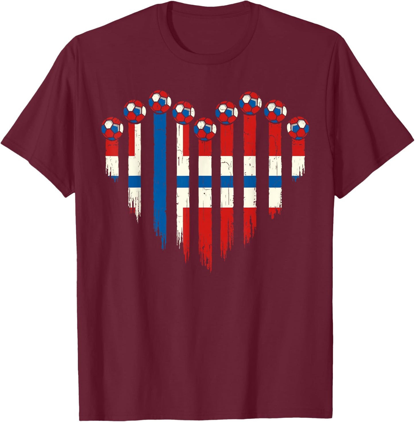 Norwegian Flag Novelty Norway T-Shirt - T-Shirt | Maroon