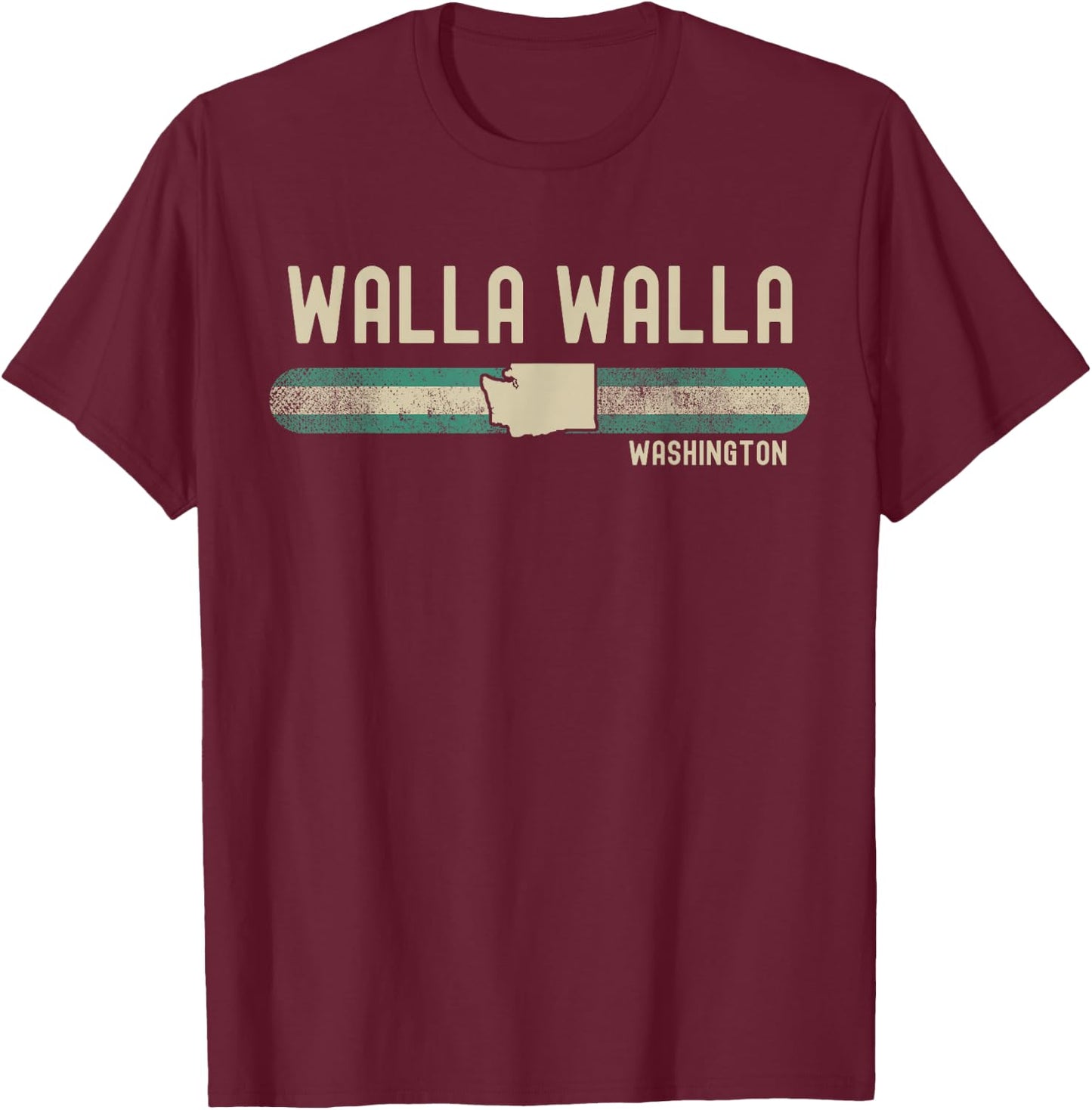 Walla Walla WA | Washington | Travel & 80s Style T-Shirt - T-Shirt | Maroon