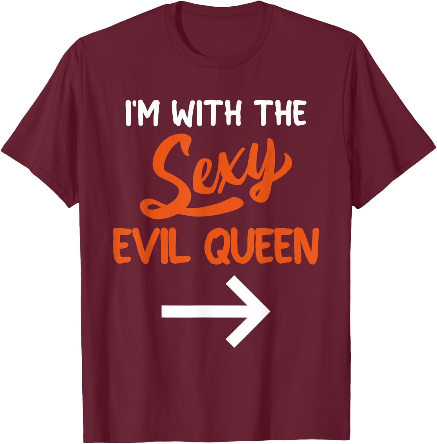 Lazy Halloween Costume For Couple I'm With The Sexy Evil T-Shirt - T-Shirt | Maroon