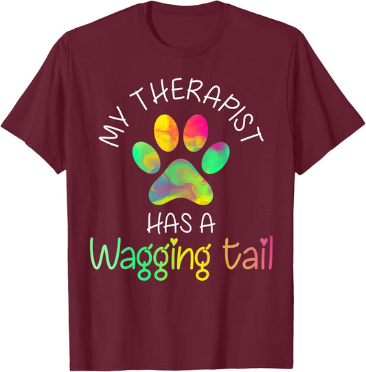Funny Therapy Service Dog Men Women Girls Kids T-Shirt - T-Shirt | Maroon