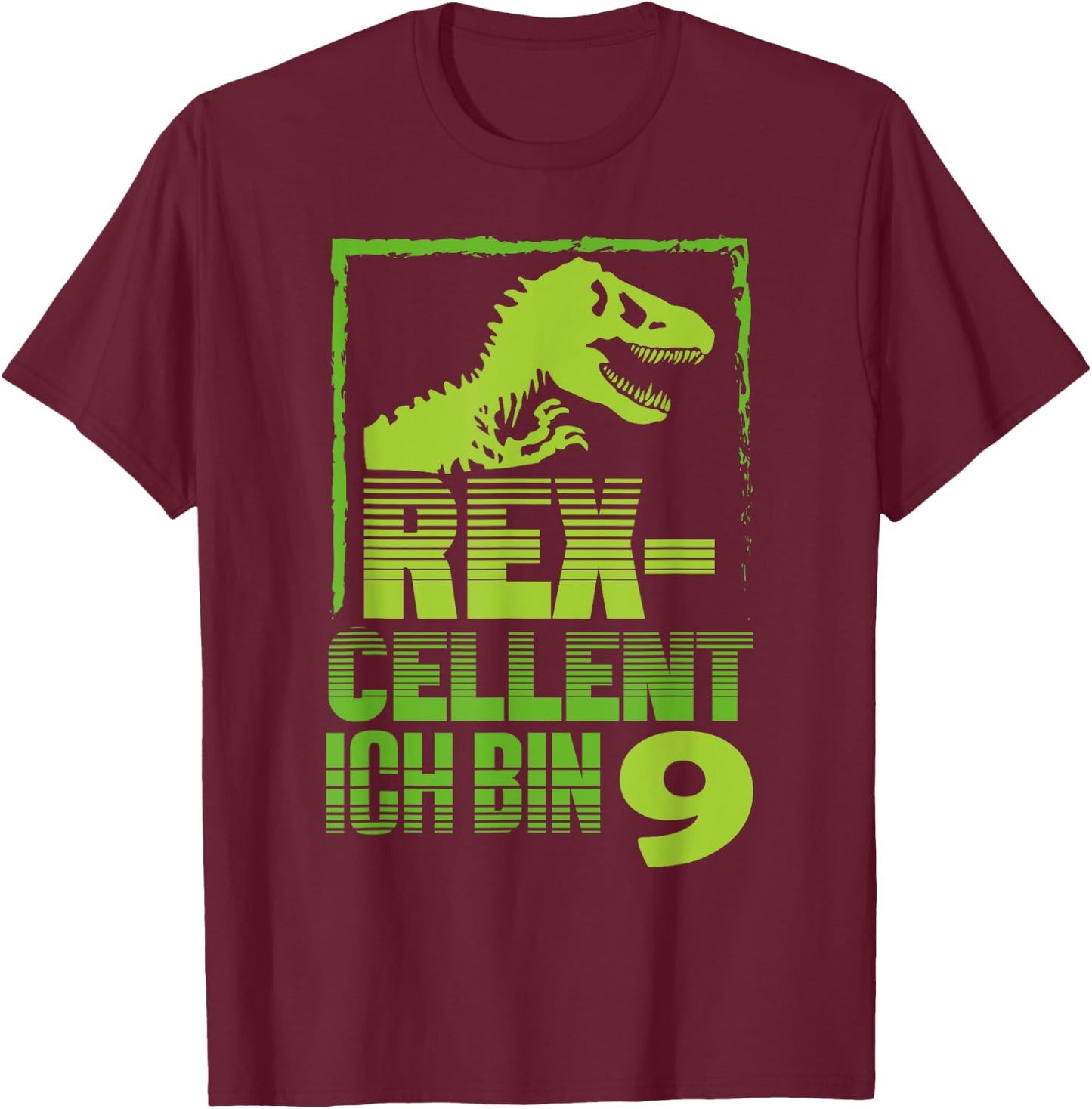 T-Rex Dino Design for a Dino Birthday 9 Years , black, s T-Shirt - T-Shirt | Maroon
