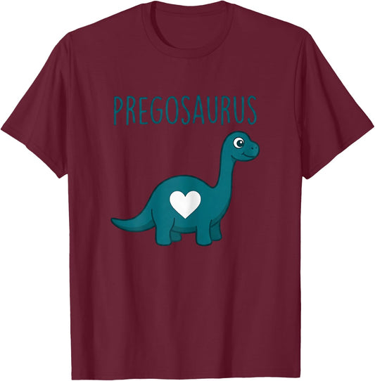 Pregosaurus Cute Dinosaur Mommy Pregnancy Announcement Mom T-Shirt - T-Shirt | Maroon