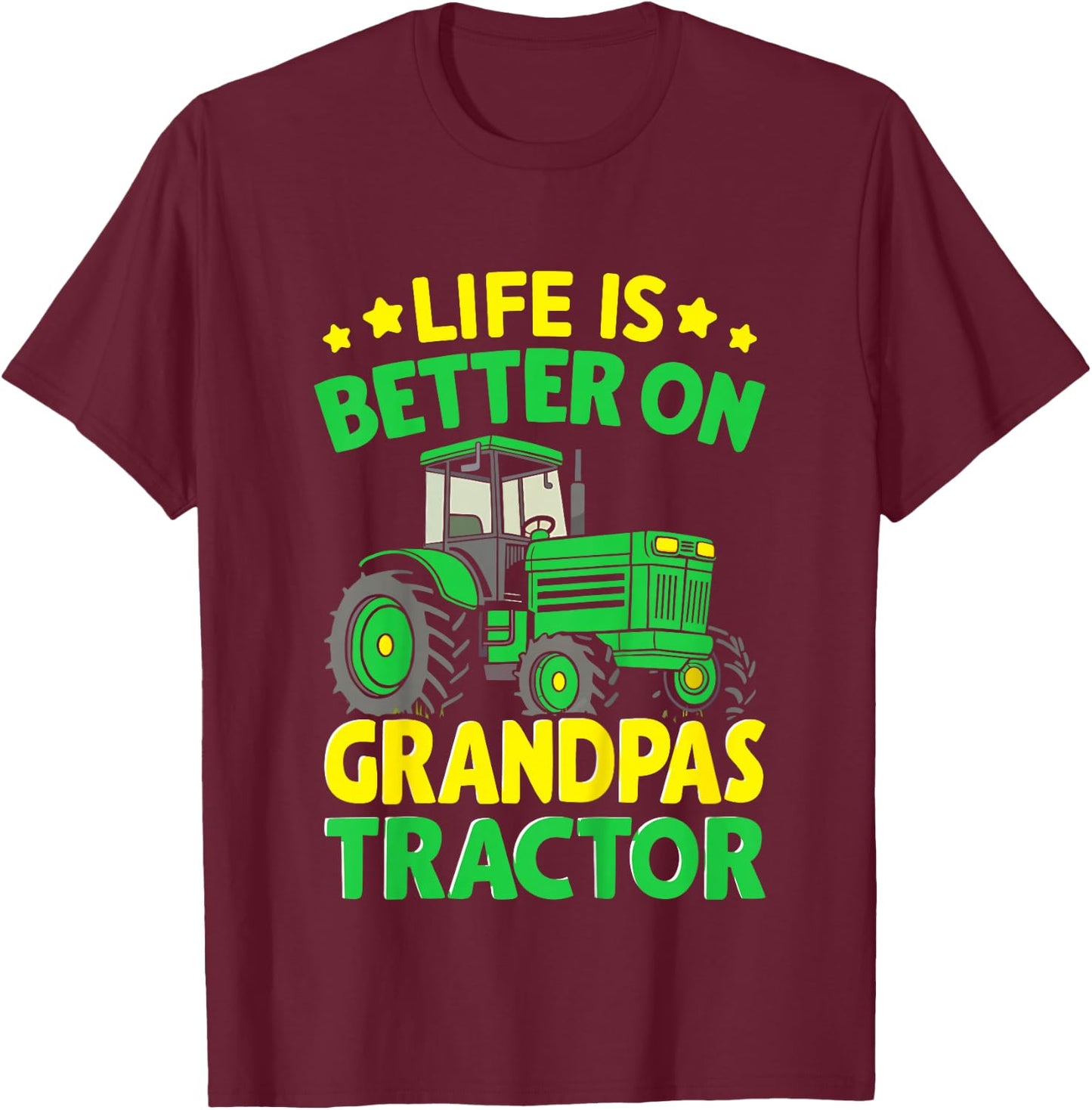 Kids Farmer Funny Tractor Boy On Grandpas Tractor T-Shirt - T-Shirt | Maroon