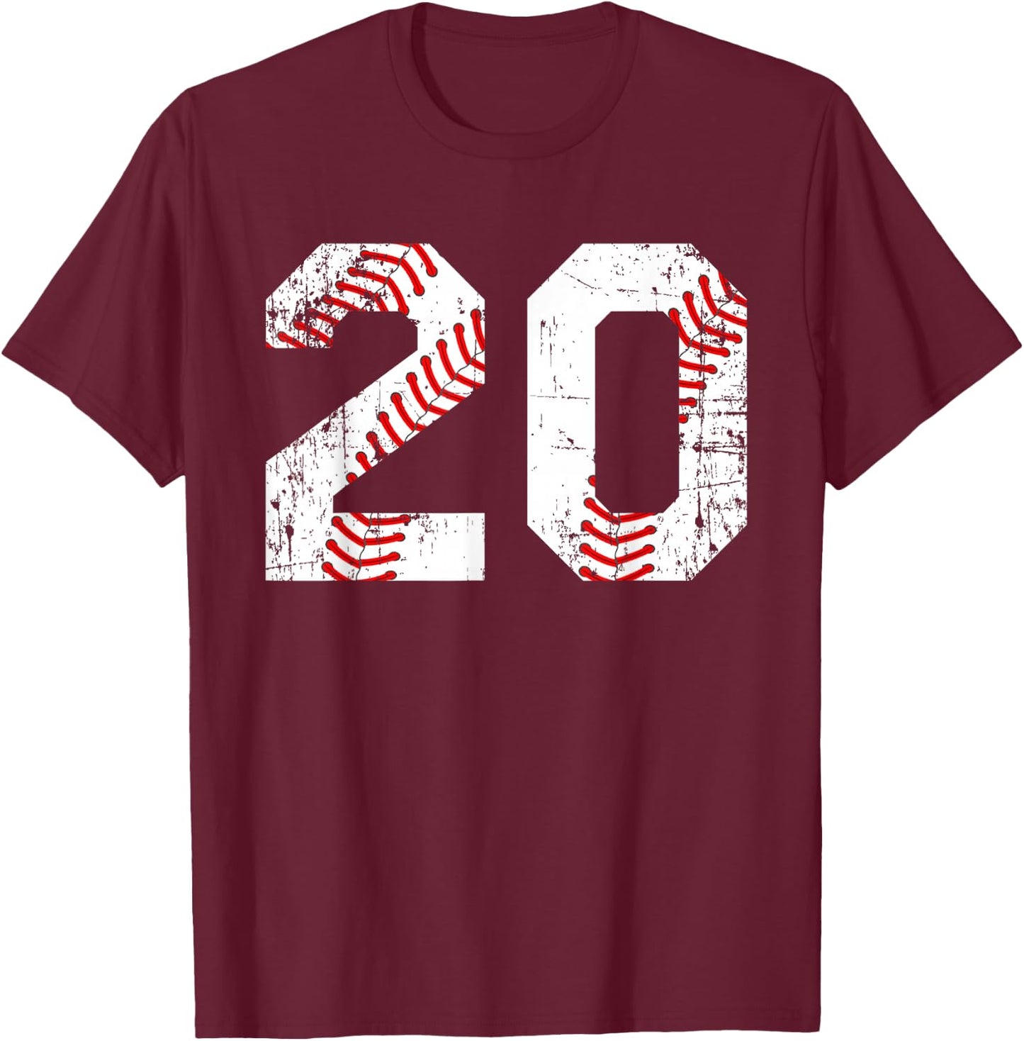 Vintage Baseball 20 Jersey Number T-Shirt - T-Shirt | Maroon