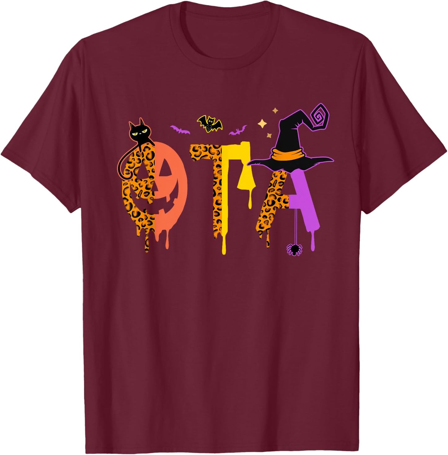 OTA Witch Leopard Occupational Therapy Assistant Halloween T-Shirt - T-Shirt | Maroon