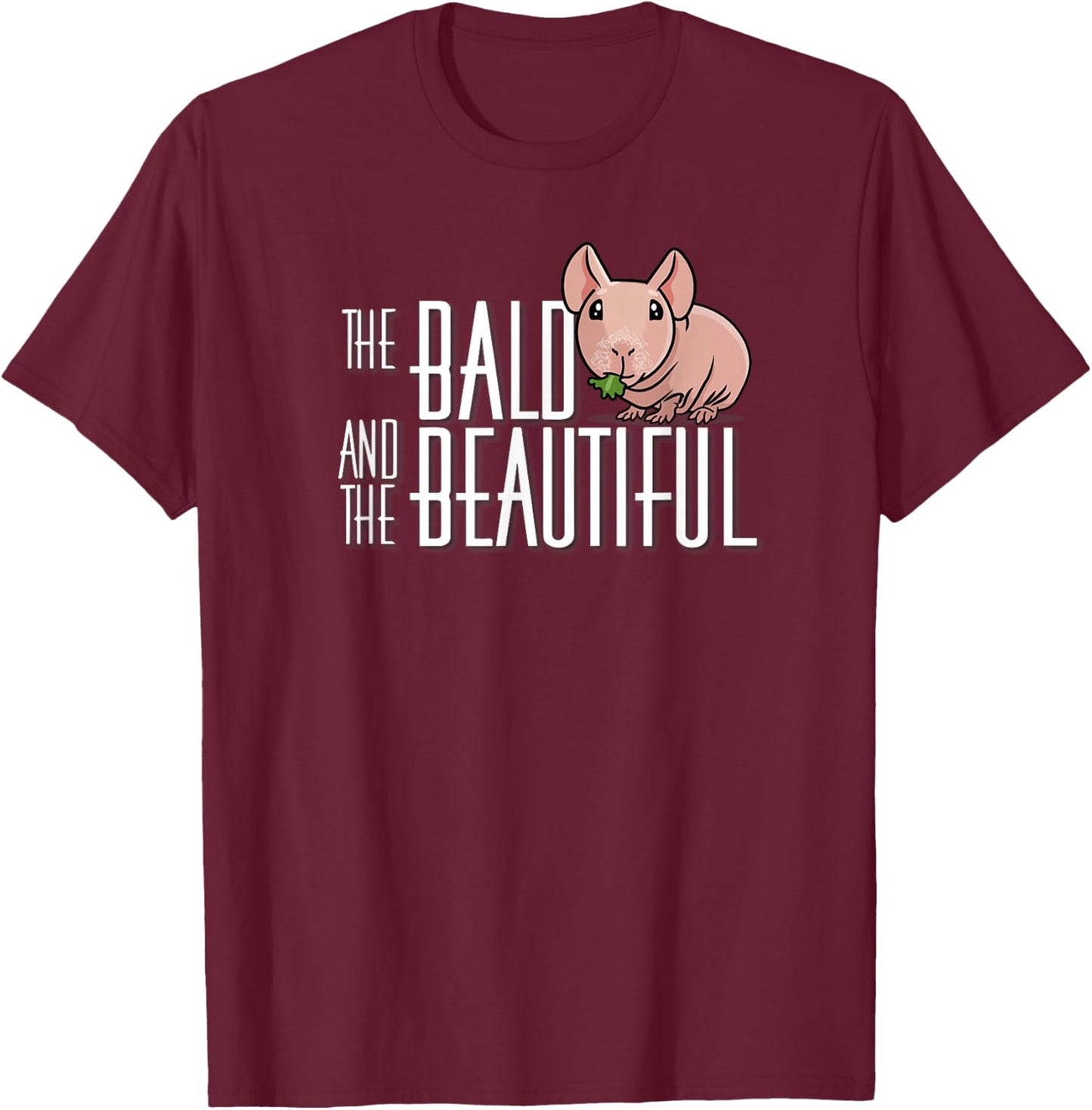Funny Kawaii Kids Bald Beautiful Hairless Guinea Pig Lover T-Shirt - T-Shirt | Maroon