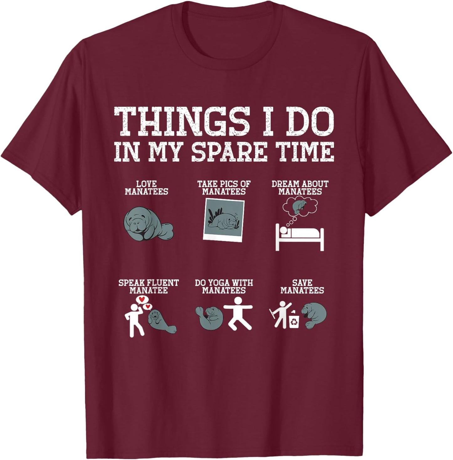 Manatee Round Tail Sea Cows T-Shirt - T-Shirt | Maroon