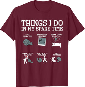 Manatee Round Tail Sea Cows T-Shirt - T-Shirt | Maroon