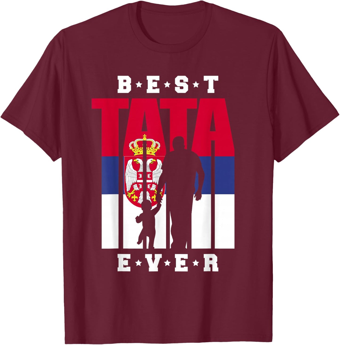 Tata und Baby Serbien Flagge Papa Serbischer Vater T-Shirt - T-Shirt | Maroon
