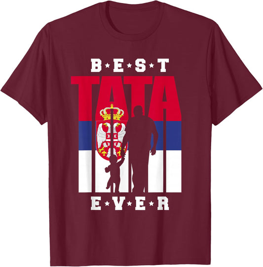 Tata und Baby Serbien Flagge Papa Serbischer Vater T-Shirt - T-Shirt | Maroon
