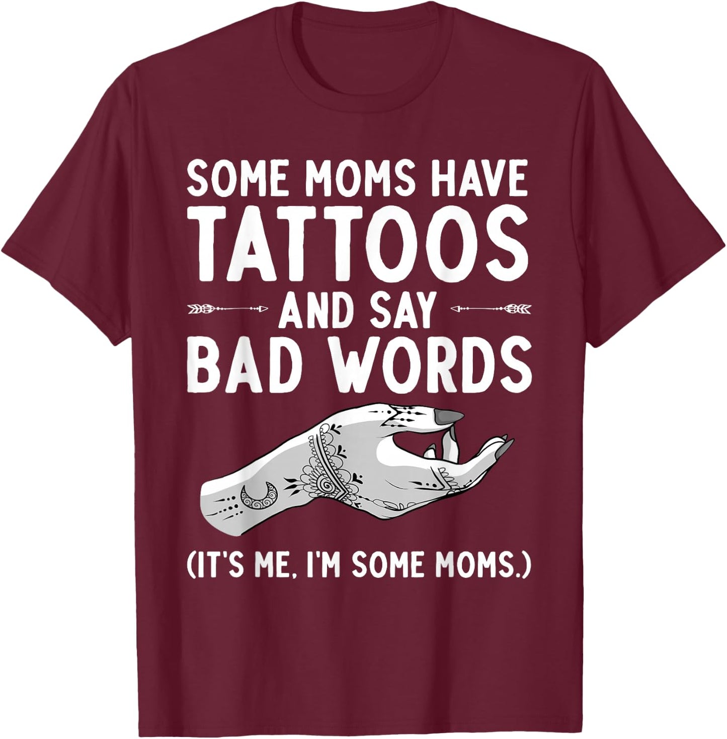 Funny Tattoo Lover Gift - Women's Tribal Tattoo Mom - Black, Small T-Shirt - T-Shirt | Maroon