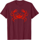 crab. Kids Graphic Crab - Black, Small, Short Sleeve T-Shirt - T-Shirt | Maroon