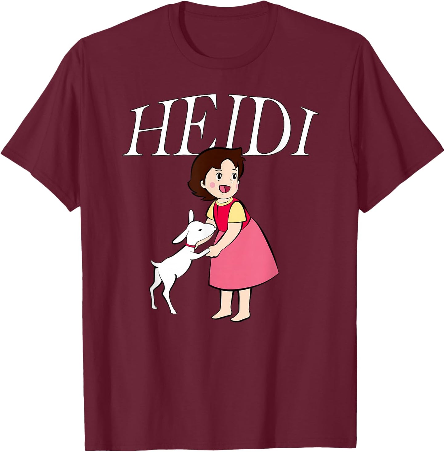 Heidi with Goat Cute Cartoon TV Series with Logo , black T-Shirt - T-Shirt | Maroon