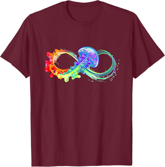 Autism Shirt Women Teacher Rainbow Infinity Jellyfish T-Shirt - T-Shirt | Maroon