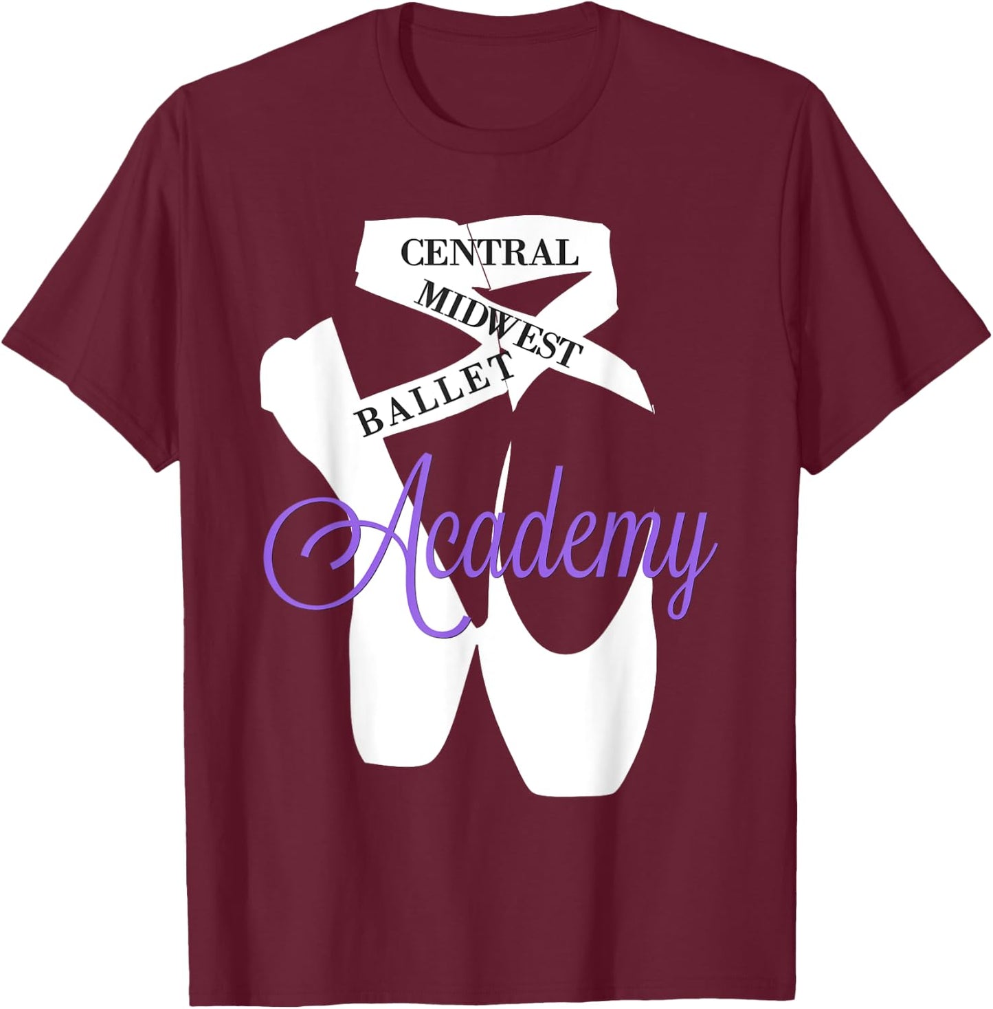 Central Midwest Ballet Academy Pointe Shoes Dance T-Shirt - T-Shirt | Maroon