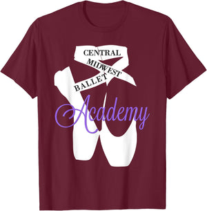 Central Midwest Ballet Academy Pointe Shoes Dance T-Shirt - T-Shirt | Maroon