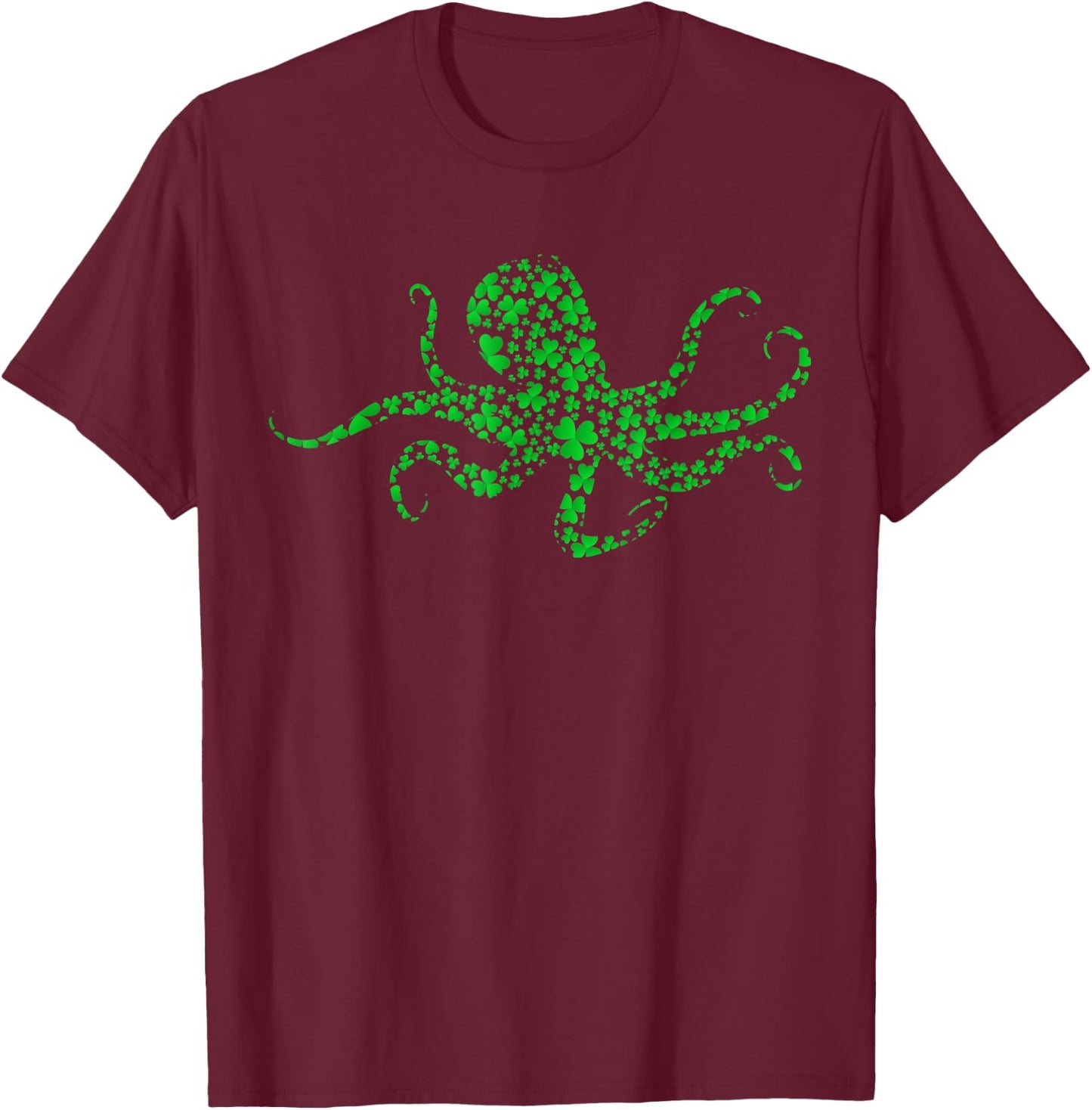Octopus Lover Irish Shamrock Octopus St. Patrick's Day T-Shirt - T-Shirt | Maroon