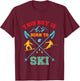Children's Skiing Cool Boys Riding Ski Funny Boys , black T-Shirt - T-Shirt | Maroon
