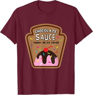 Chocolate Sauce Halloween Costume Condiment Ice Cream Shirts T-Shirt - T-Shirt | Maroon