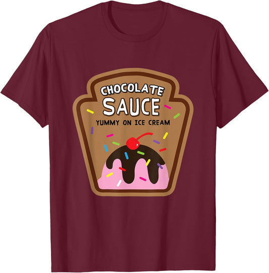 Chocolate Sauce Halloween Costume Condiment Ice Cream Shirts T-Shirt - T-Shirt | Maroon