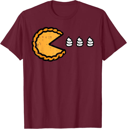 Thanksgiving Pumpkin Pie Eating Cream Fall Kids Men Women T-Shirt - T-Shirt | Maroon