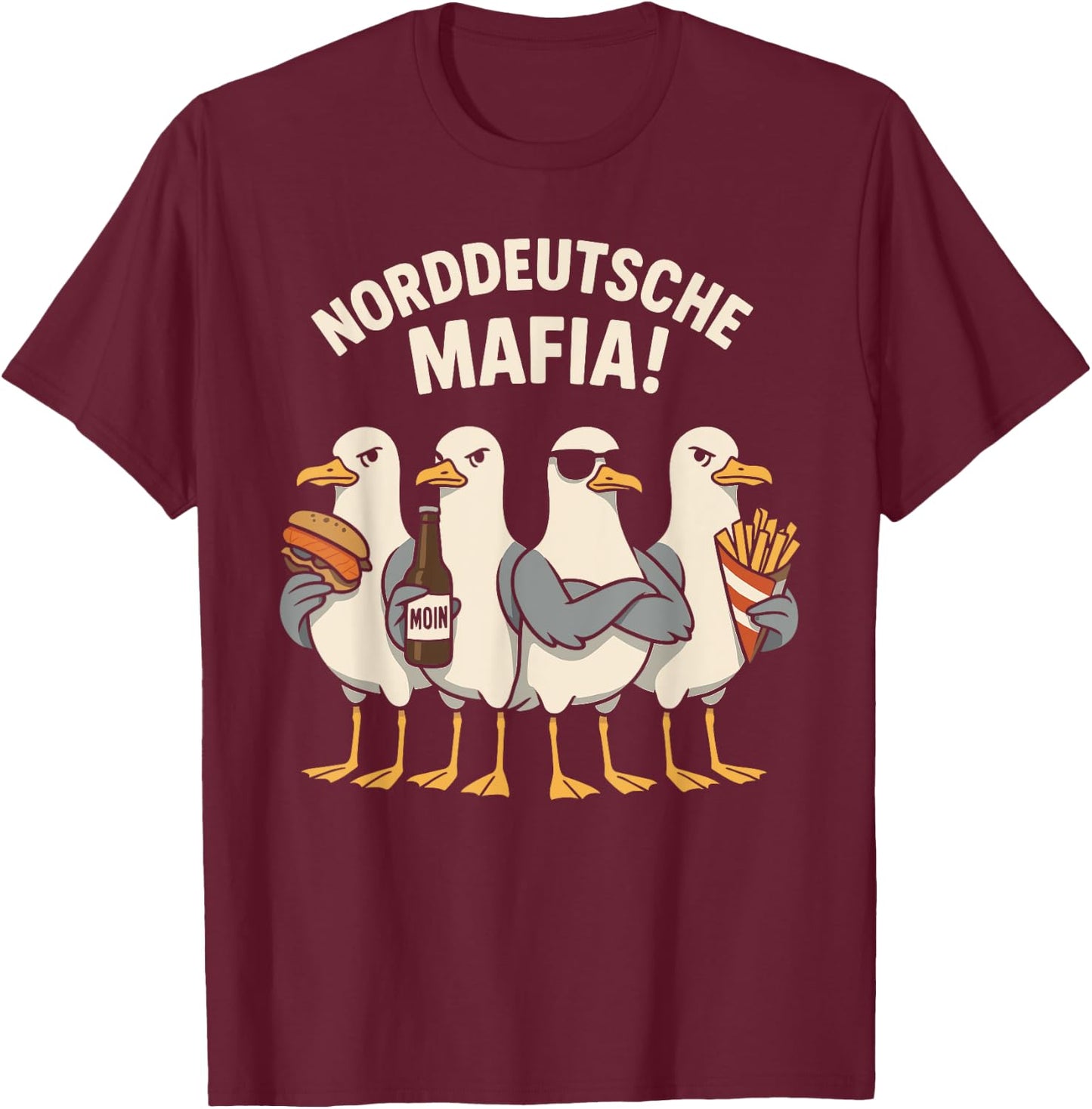 Möwe Norddeutsche Mafia T-Shirt - T-Shirt | Maroon