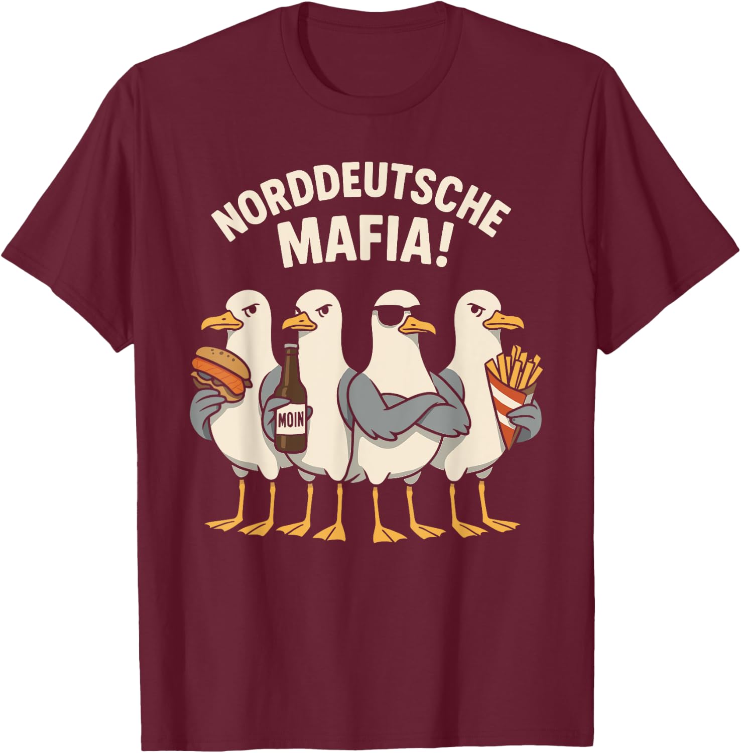 Möwe Norddeutsche Mafia T-Shirt - T-Shirt | Maroon