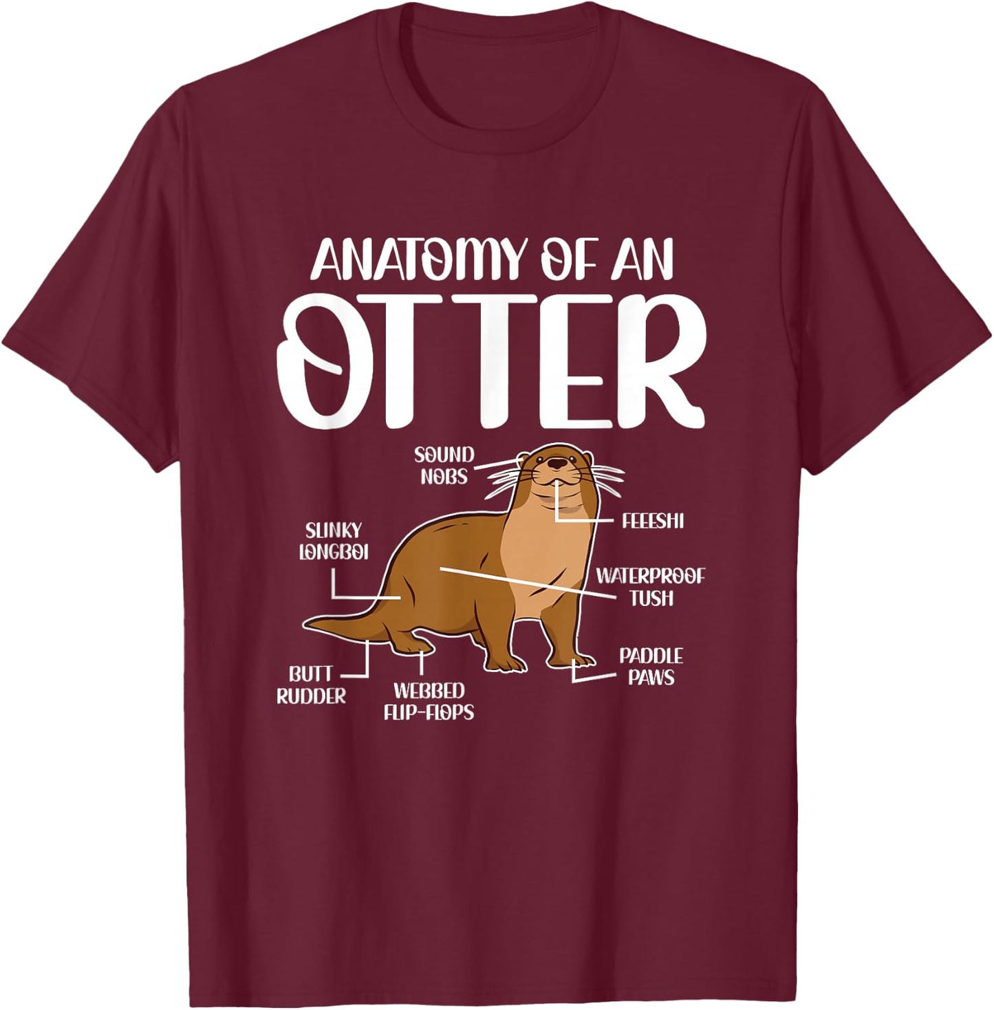 Anatomy of an Otter Funny Otter Lover Sea Otter Word Game T-Shirt - T-Shirt | Maroon