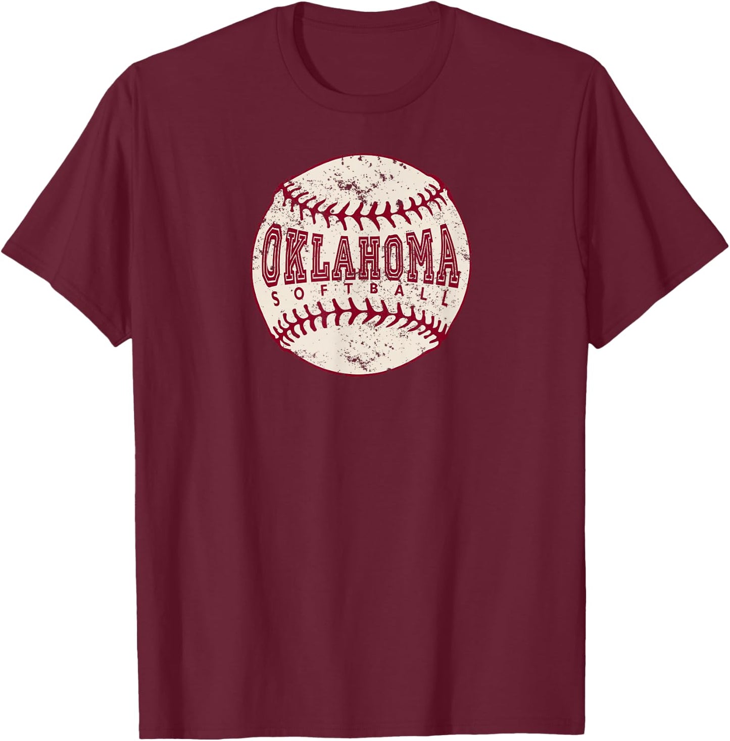Vintage Oklahoma Softball Ball T-Shirt - T-Shirt | Maroon