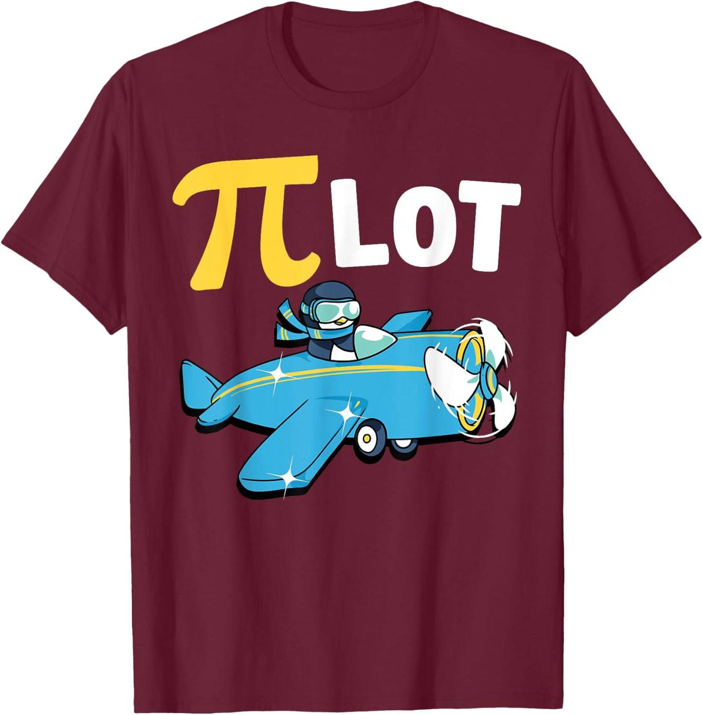 Happy Pi Day Pilot Penguin Kids Math Teachers Students T-Shirt - T-Shirt | Maroon