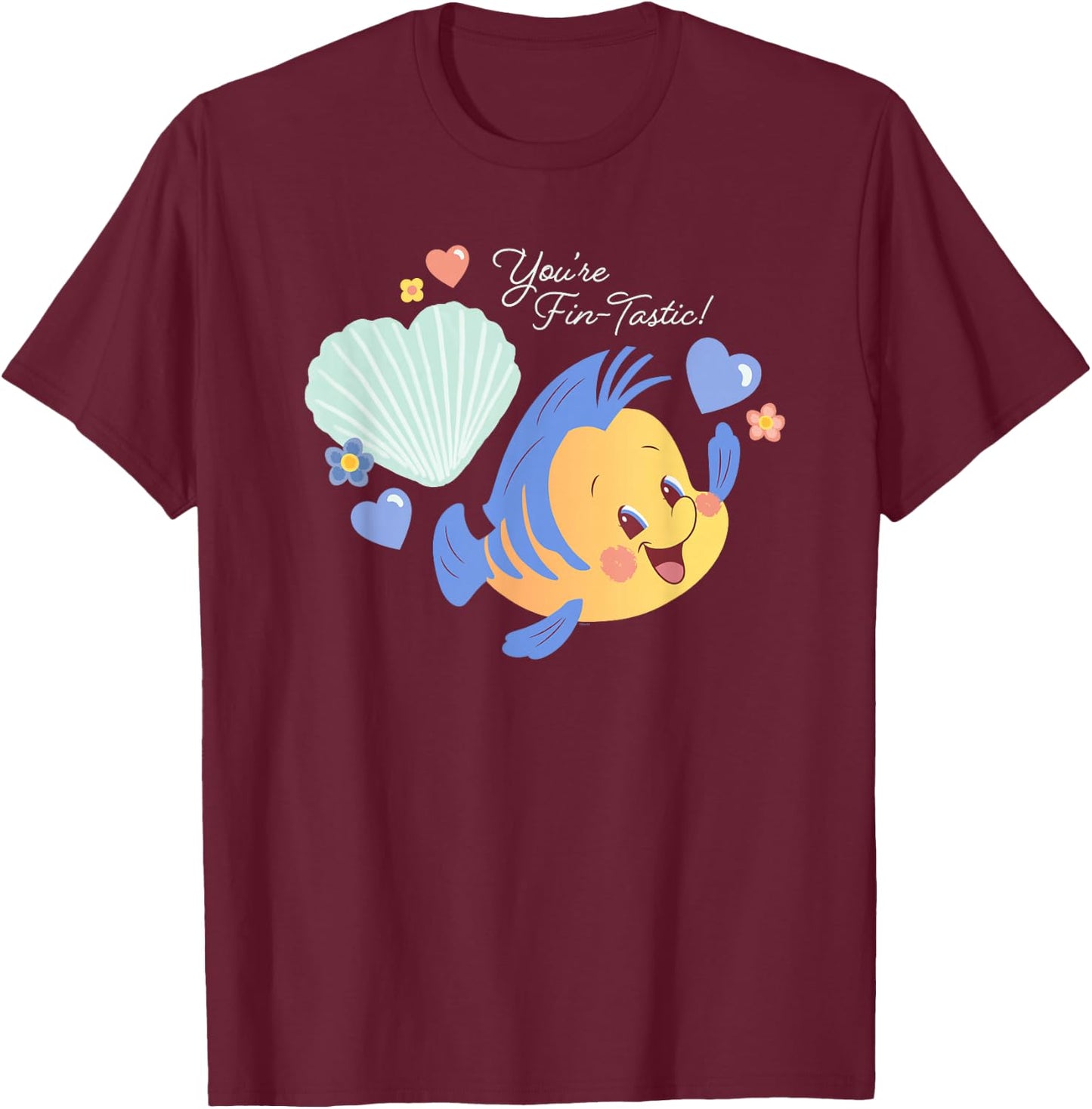 Disney Little Mermaid Flounder You’re Fin-Tastic Valentine’s T-Shirt - T-Shirt | Maroon
