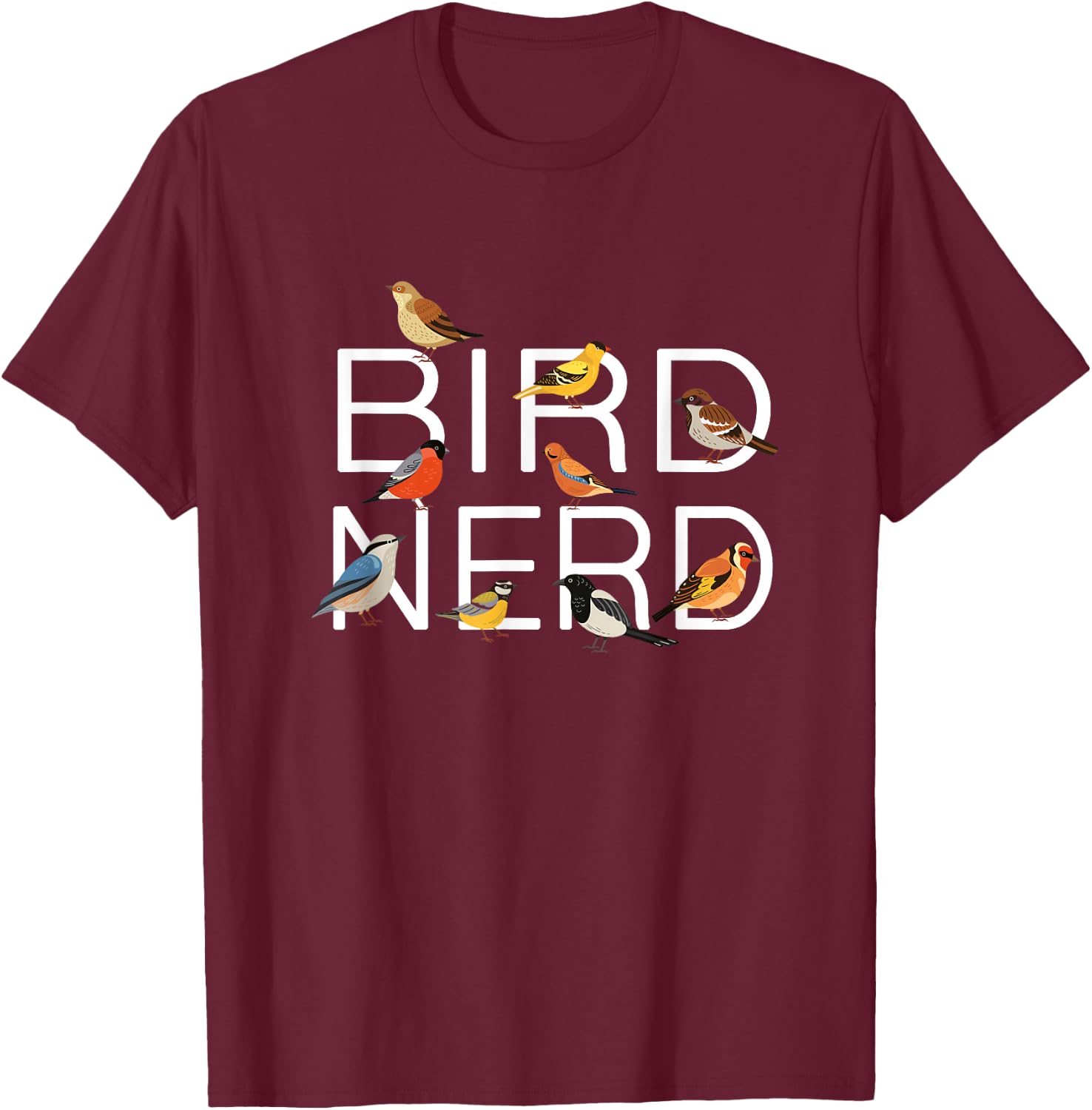 Vogelliebhaber Vogelbeobachtung Vogel Nerd Vogelbeobachter Birder T-Shirt - T-Shirt | Maroon