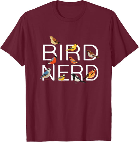 Vogelliebhaber Vogelbeobachtung Vogel Nerd Vogelbeobachter Birder T-Shirt - T-Shirt | Maroon