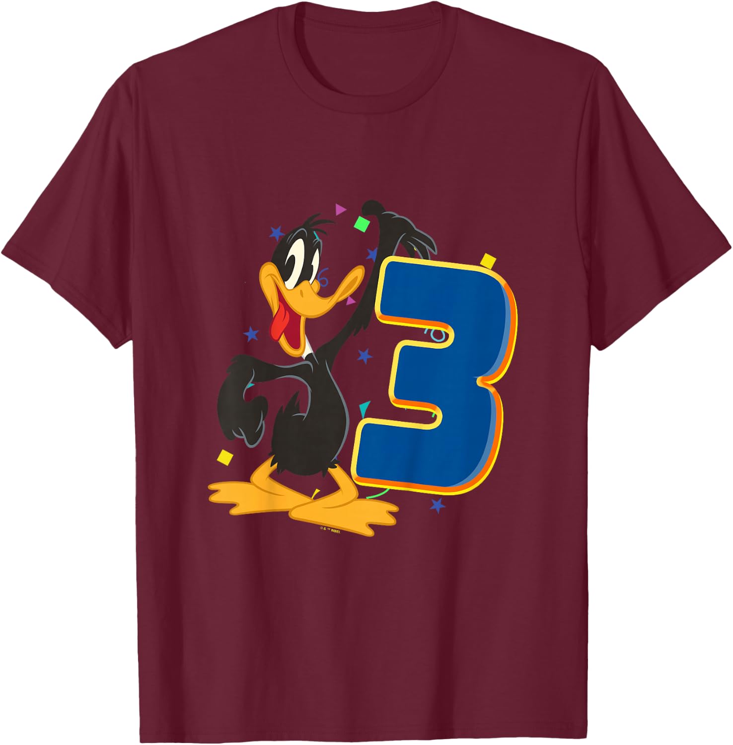 Kids Looney Tunes 3rd Birthday Daffy I'm Three T-Shirt - T-Shirt | Maroon