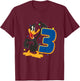 Kids Looney Tunes 3rd Birthday Daffy I'm Three T-Shirt - T-Shirt | Maroon