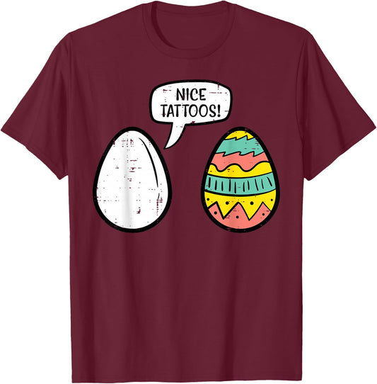 Easter Eggs Nice Tattoos Funny Hunting Men Women Kids Youth T-Shirt - T-Shirt | Maroon