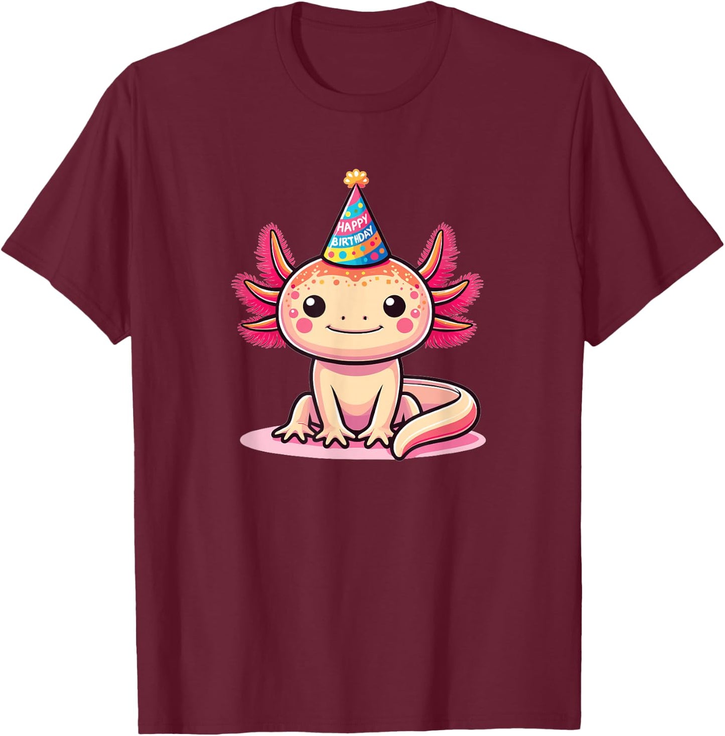 Birthday Axolotl For Kids A Birthday Axolotl T-Shirt - T-Shirt | Maroon