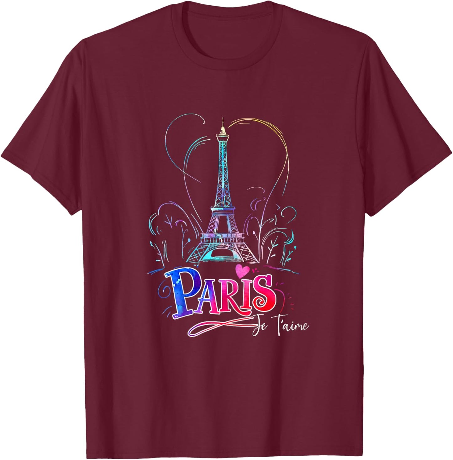Eiffel Tower Paris Holiday France Souvenir Women Girls , Black T-Shirt - T-Shirt | Maroon