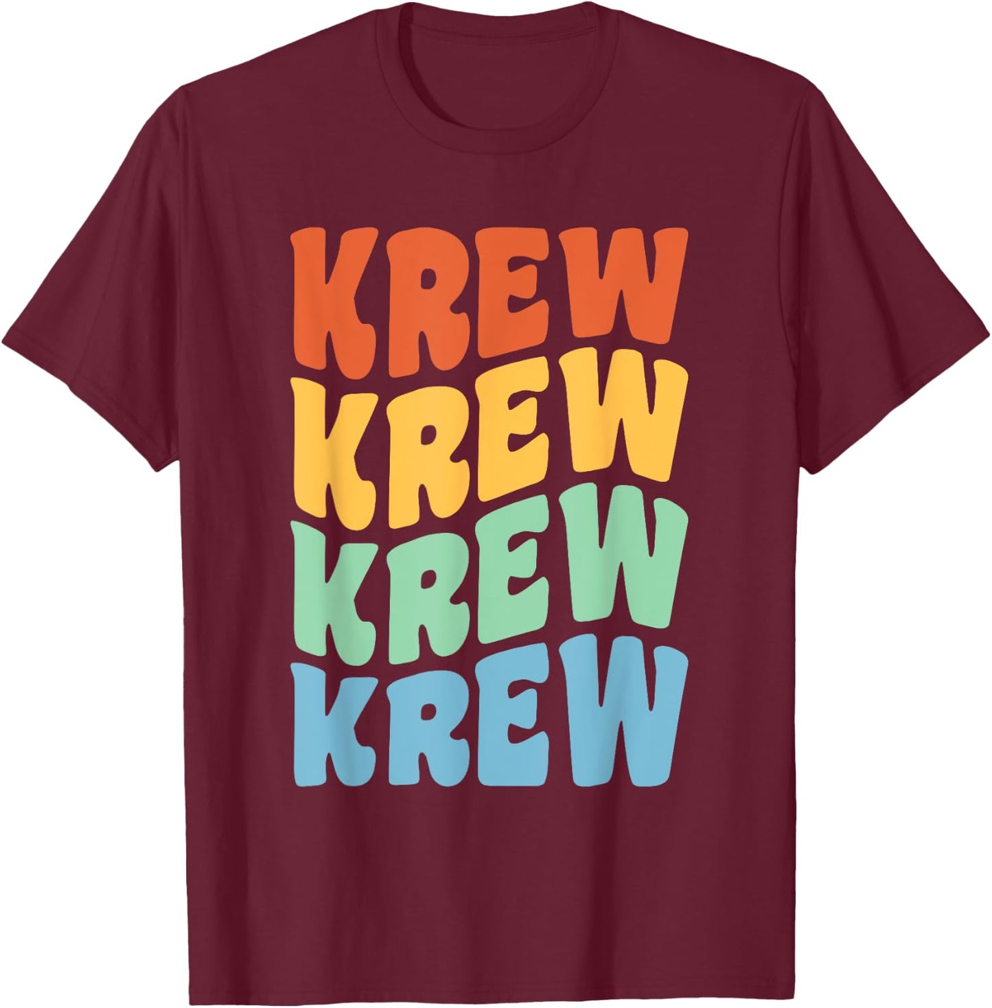Krew First Name Retro Groovy Personalized T-Shirt - T-Shirt | Maroon