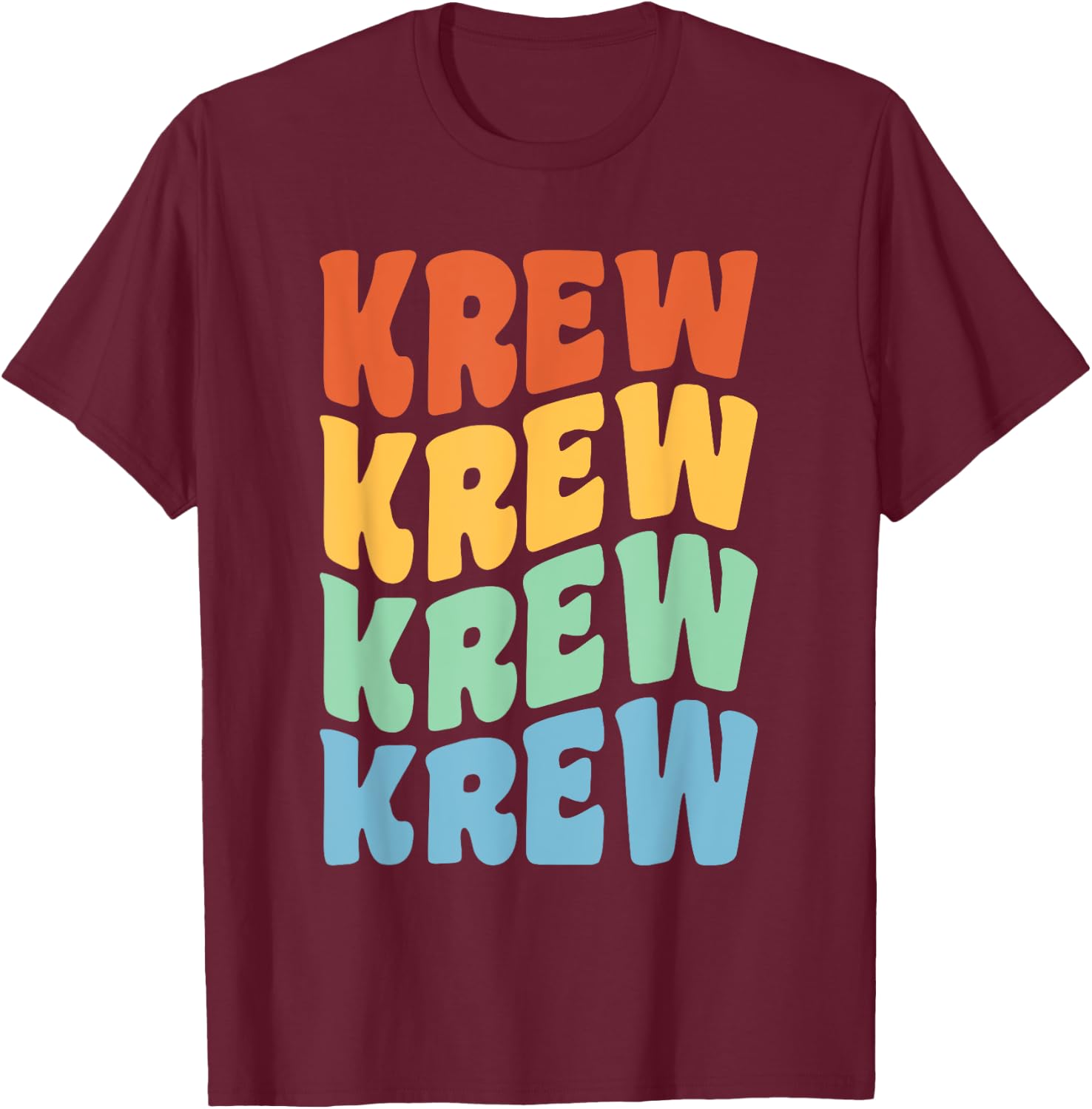 Krew First Name Retro Groovy Personalized T-Shirt - T-Shirt | Maroon