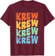 Krew First Name Retro Groovy Personalized T-Shirt - T-Shirt | Maroon