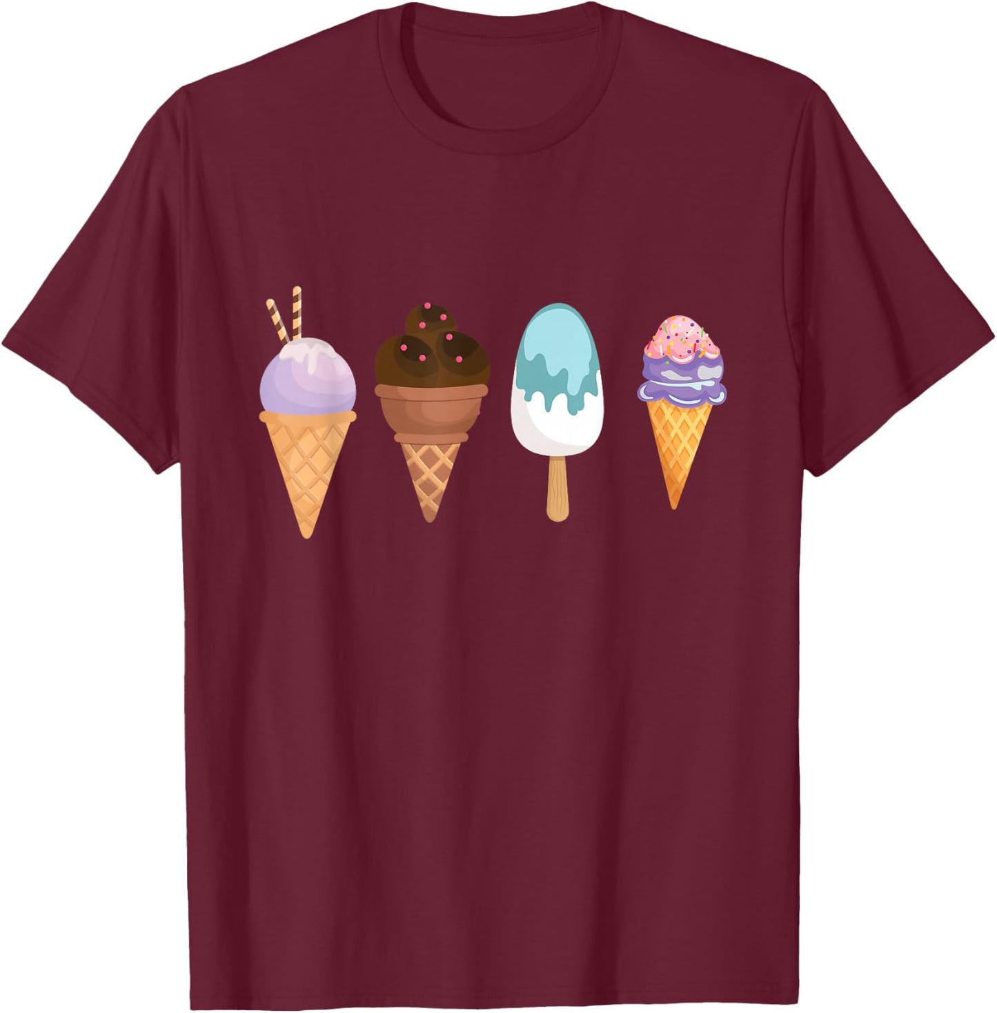 Ice Ball I Ice Cream I Ice Cream Soft Ice Cream Children's Summer Ice , black T-Shirt - T-Shirt | Maroon