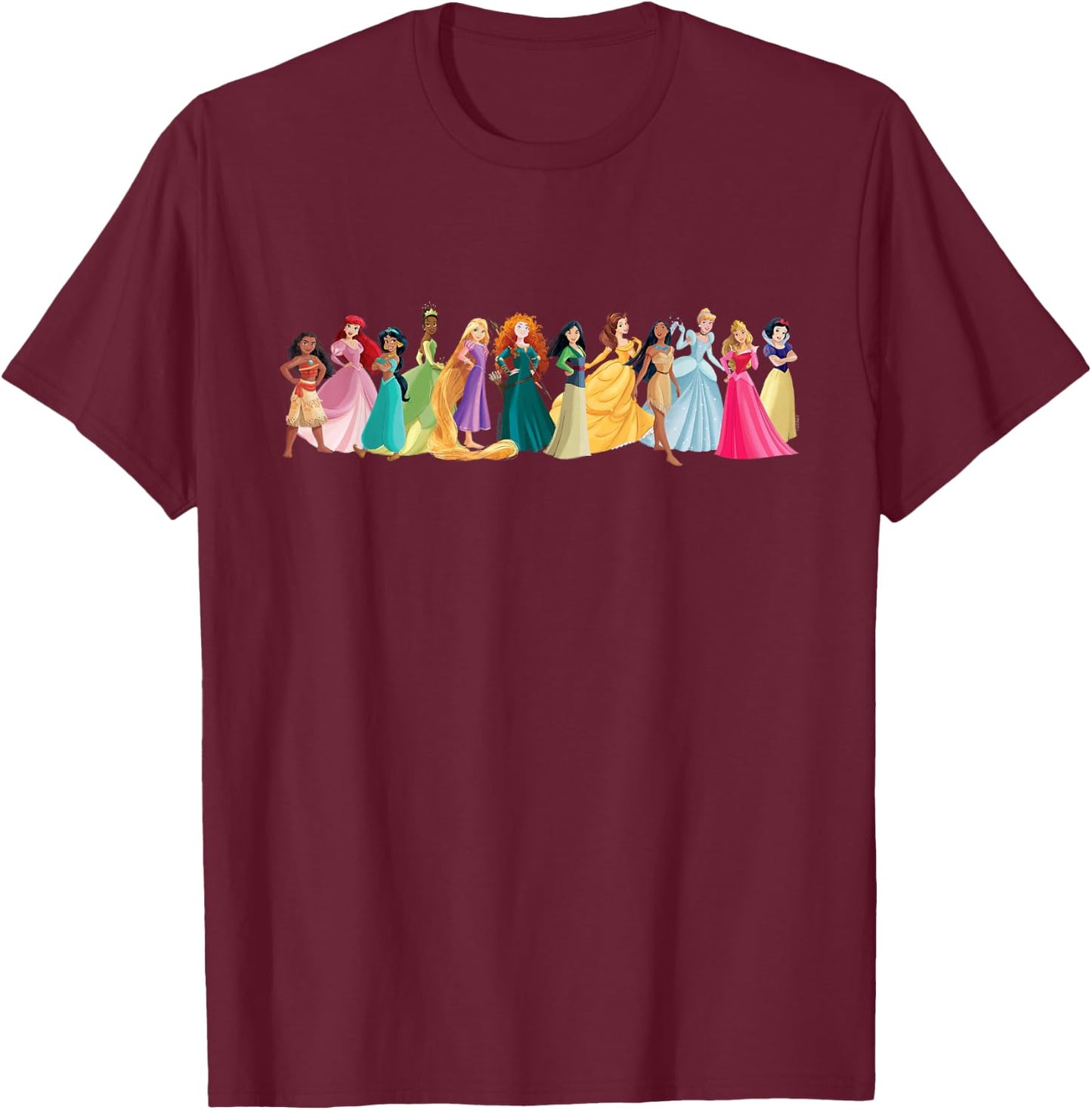 Disney Princess A Dozen Magical Friends Group Lineup T-Shirt - T-Shirt | Maroon