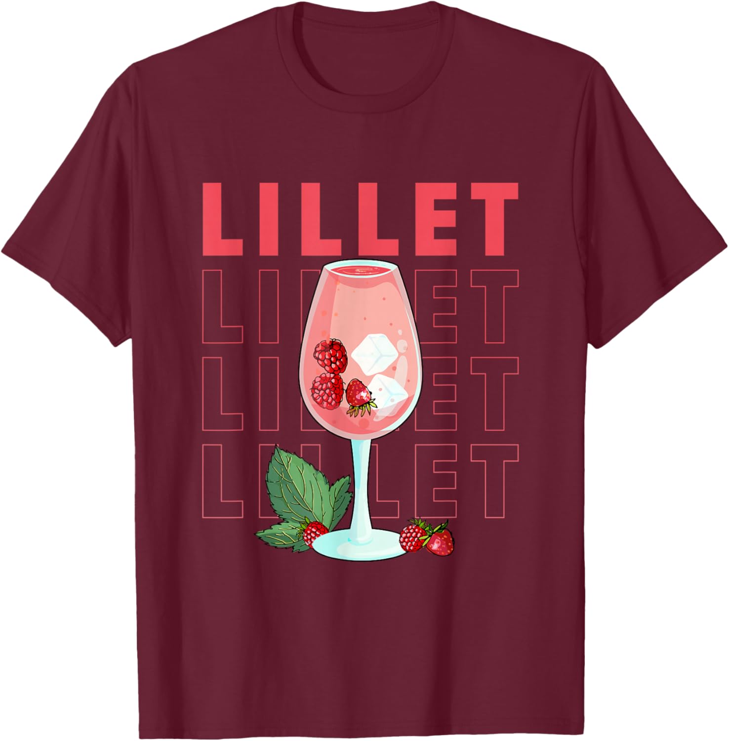 Wildberry Lillet Fruits Cocktail Summer Alcohol , black T-Shirt - T-Shirt | Maroon