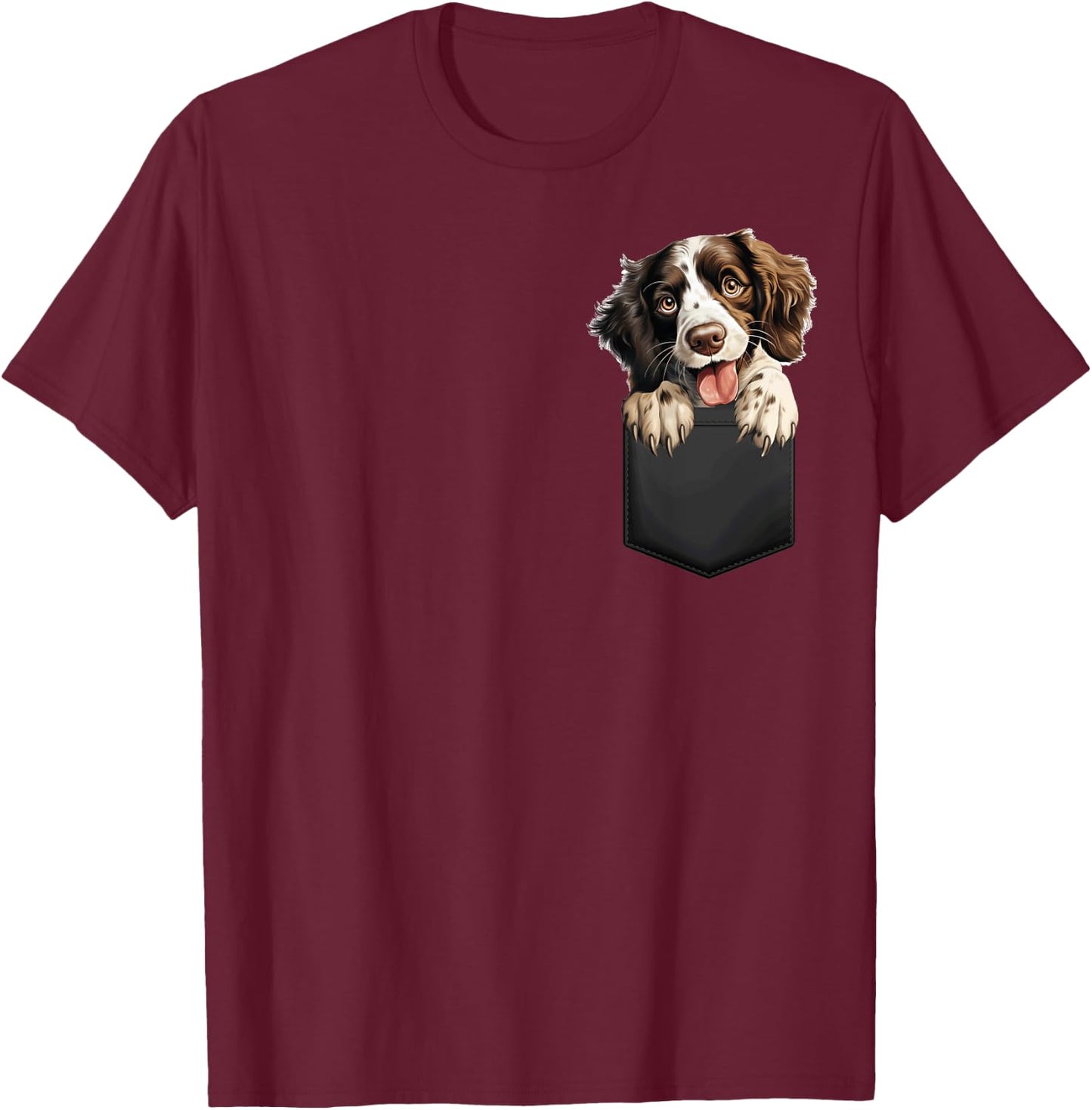English Springer Spaniel Puppy Dog In Pocket Cute Pet Lover T-Shirt - T-Shirt | Maroon