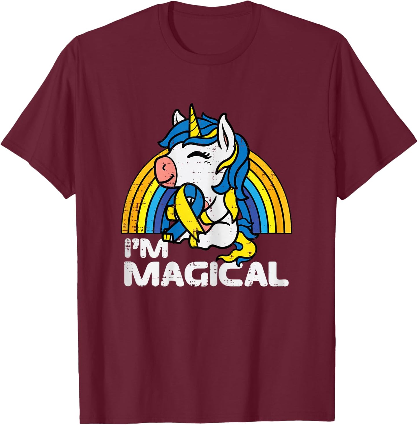 Down Syndrome Awareness Unicorn Magical Toddler Girls Kids T-Shirt - T-Shirt | Maroon