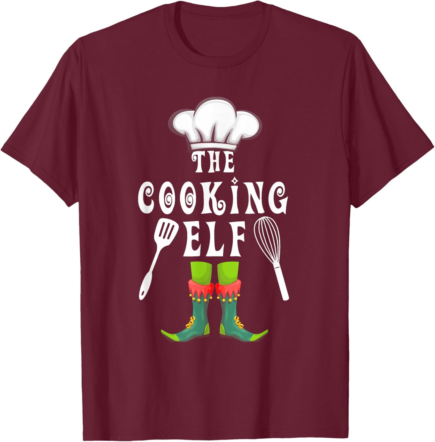 The Cooking Elf Family Matching Group Christmas T-Shirt - T-Shirt | Maroon